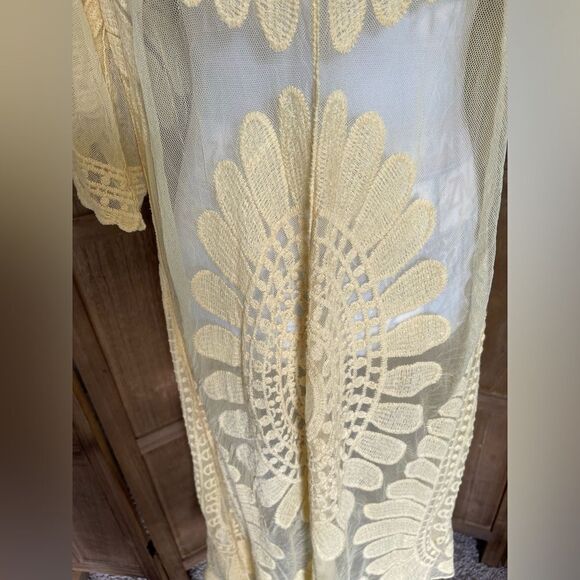 EUC.  Rebellion Again pale yellow lace duster. - Picture 3 of 7